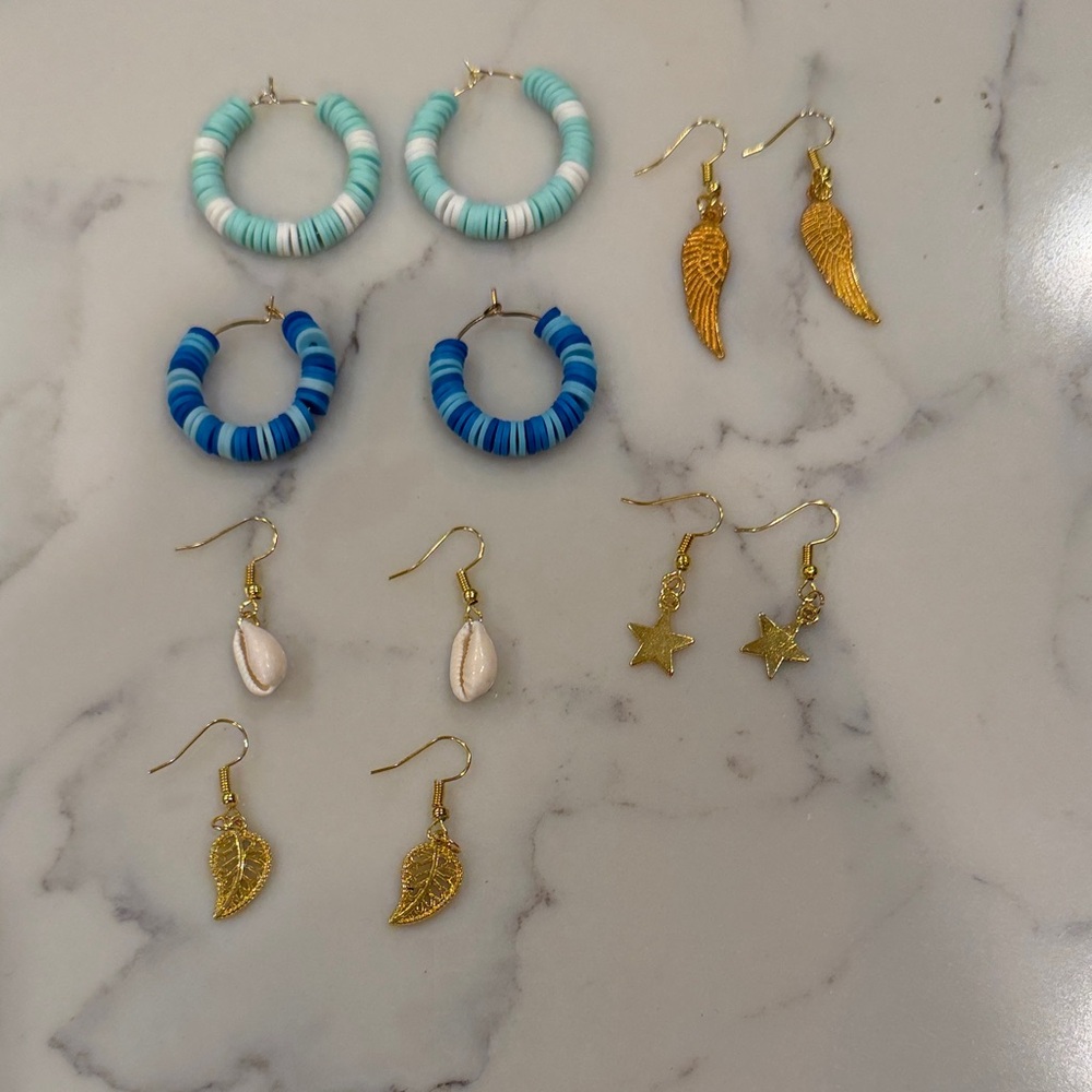 Gold and Blue Women's Earring Set
